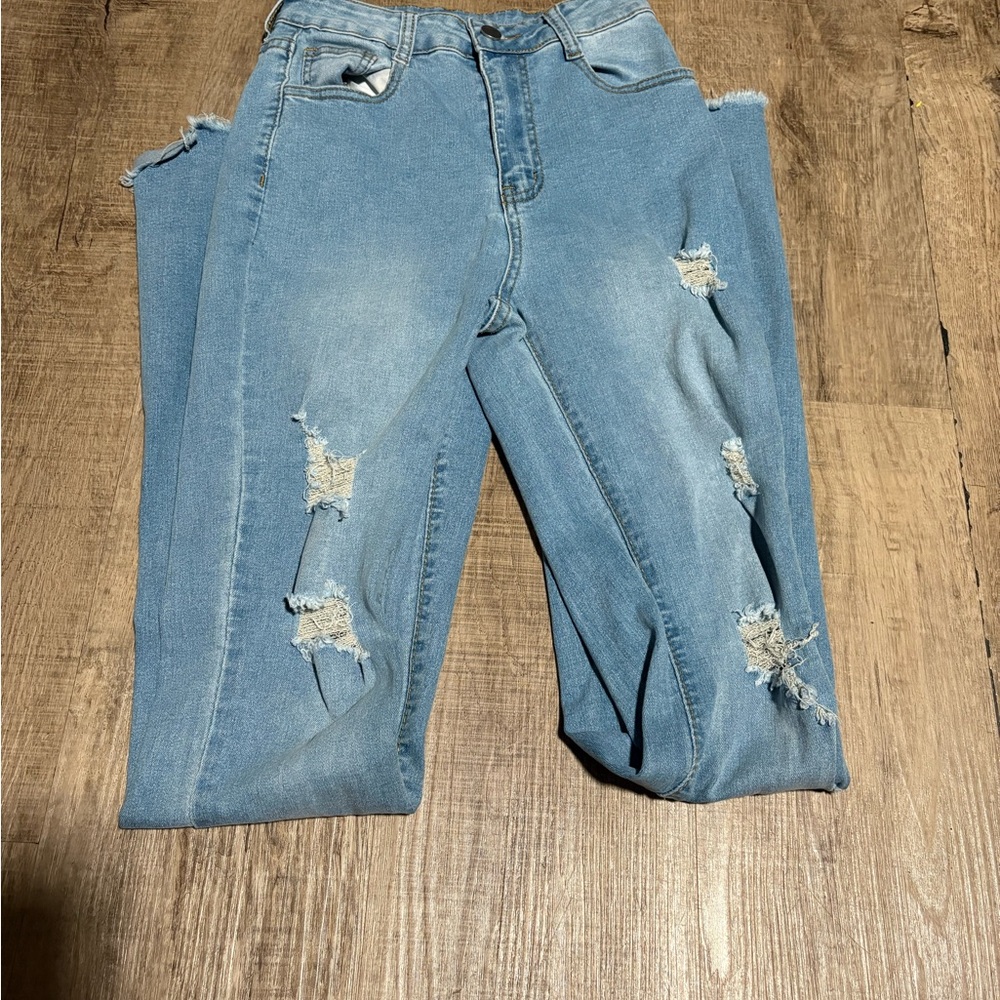 Flared Distressed Blue Women's Jeans